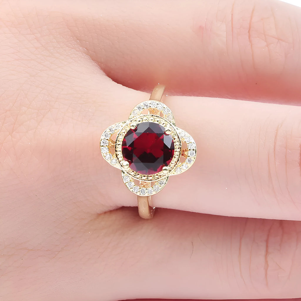 Copper fruit-shaped ring with zircon detailing in colour 10-6-1395, sizes 7-9