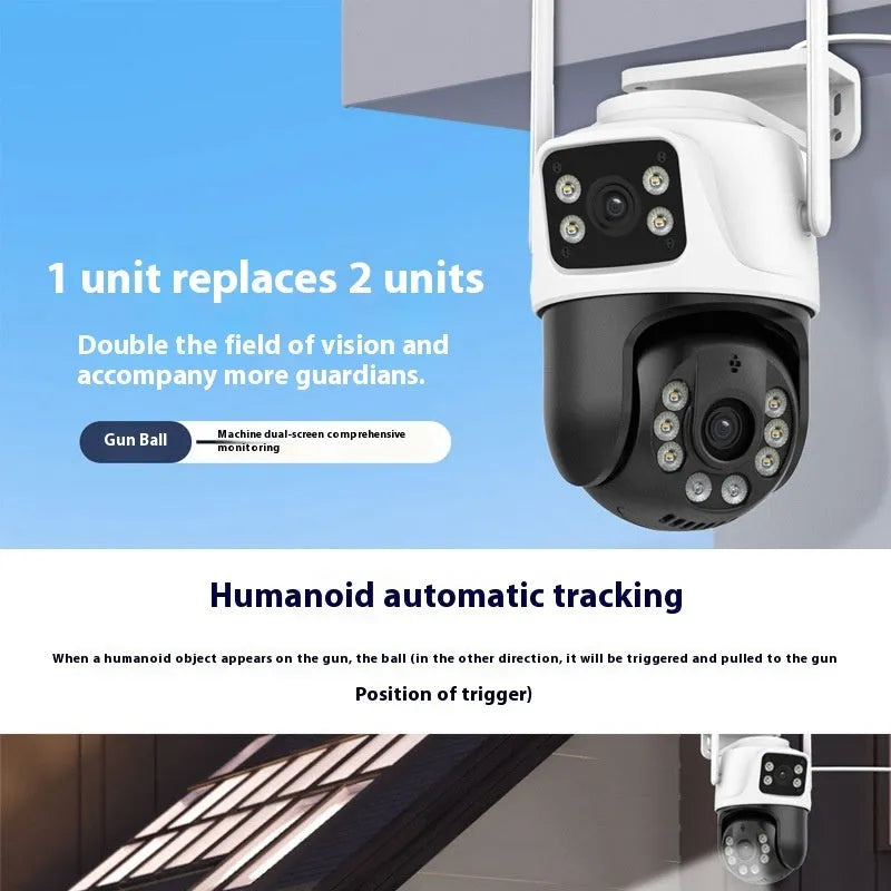 Outdoor wireless security camera system with dual-screen monitor for home surveillance
