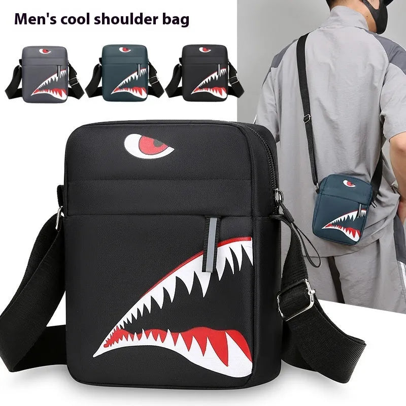 Men's small casual shoulder crossbody bag in Oxford cloth with animal pattern print