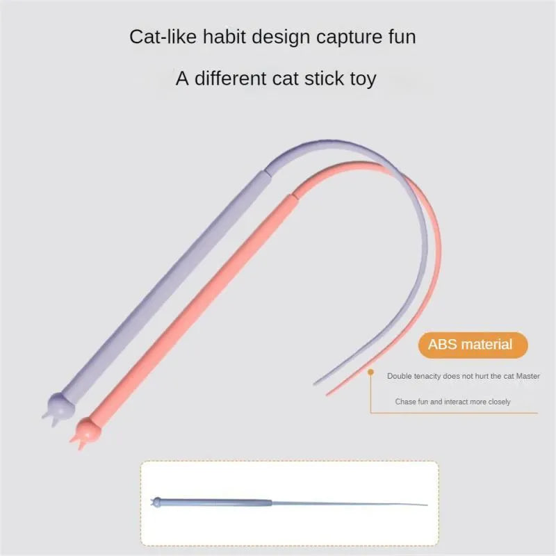 Blue simulated mouse tail cat teaser toy with silicone tail and cat head design