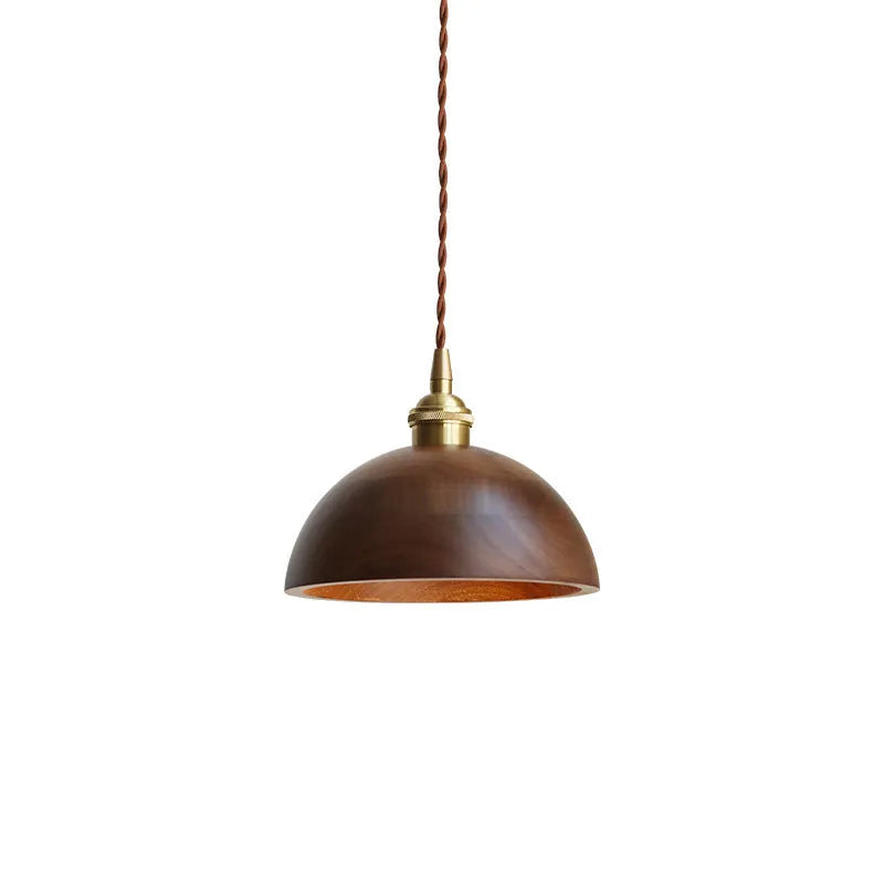 Black walnut wood and copper single-head droplight chandelier pendant light