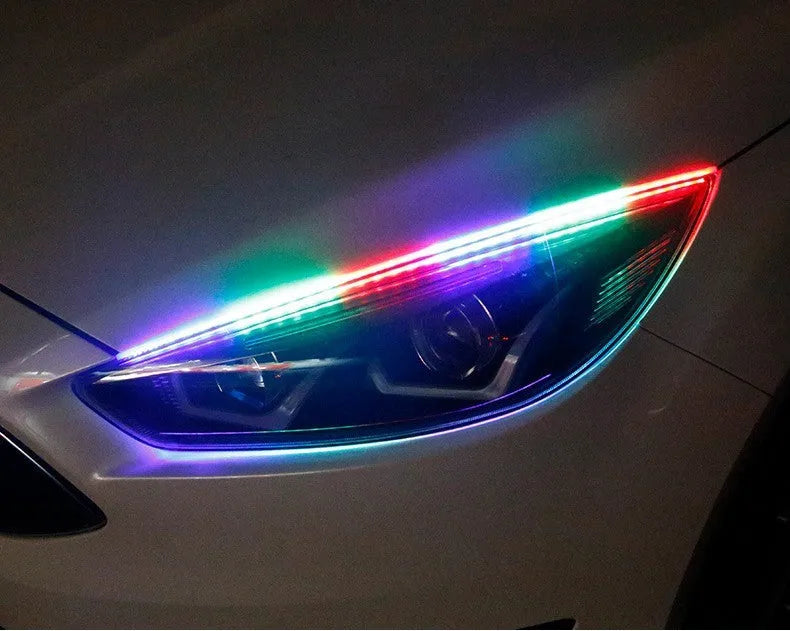 Remote-controlled RGB LED daytime running light strip for General Motors vehicles in 30cm, 45cm, or 60cm length options