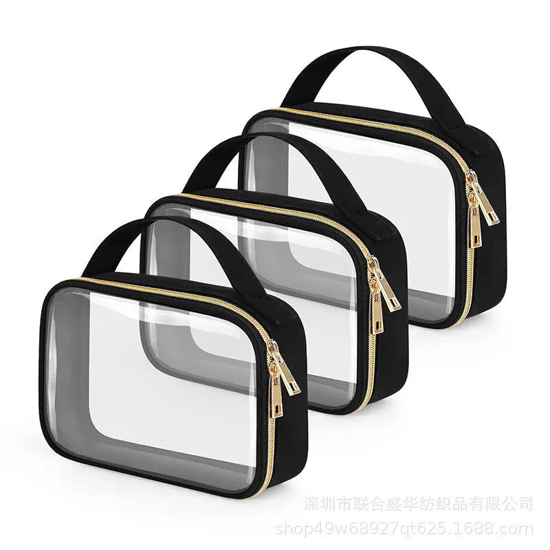 Transparent PVC lipstick wash bag with chain closure in assorted colours