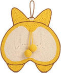 Yellow Corgi design cat scratching pad with sisal surface and anti-slip base