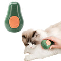Green and white rechargeable cat steam brush with silicone teeth, shown with water spray function.