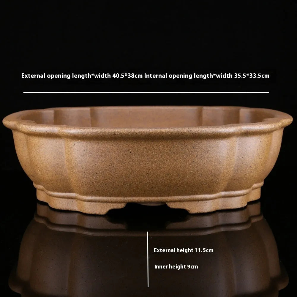 Large handmade purple sand tea basin in traditional style for plant cultivation