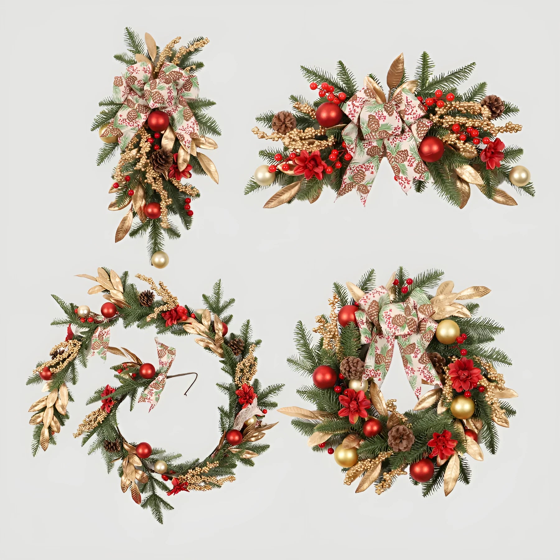 Christmas garland decoration in American country style with multiple design options