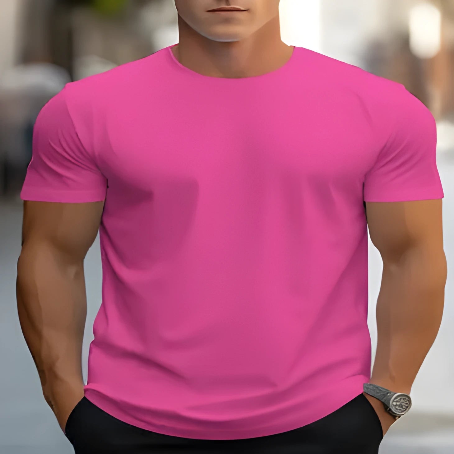 Men's loose fit short sleeve printed t-shirt in bird eye cloth fabric