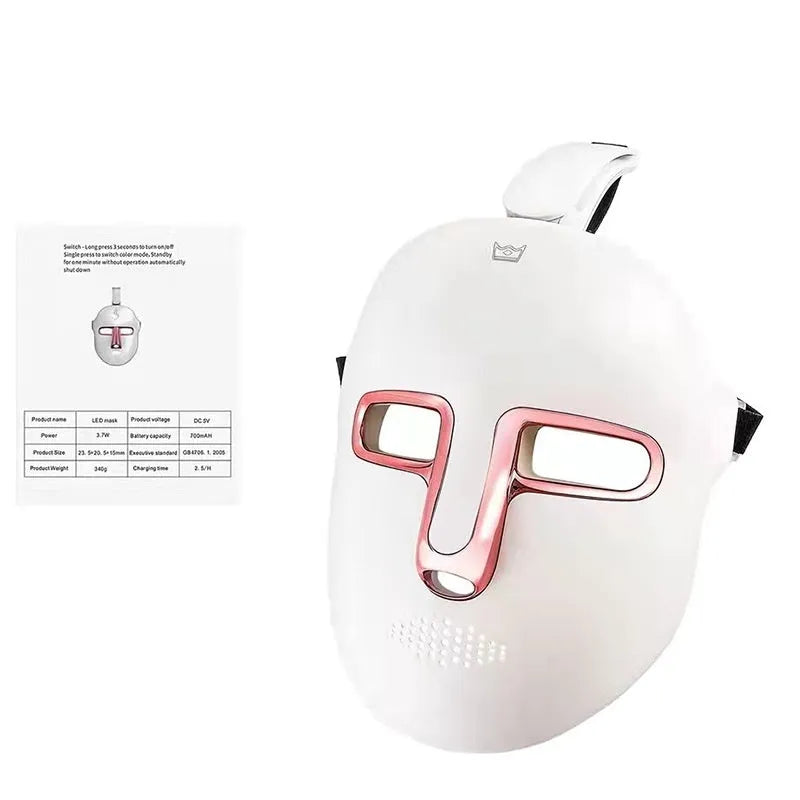 Black gold silicone LED red light facial beauty mask with headband and touch screen controls
