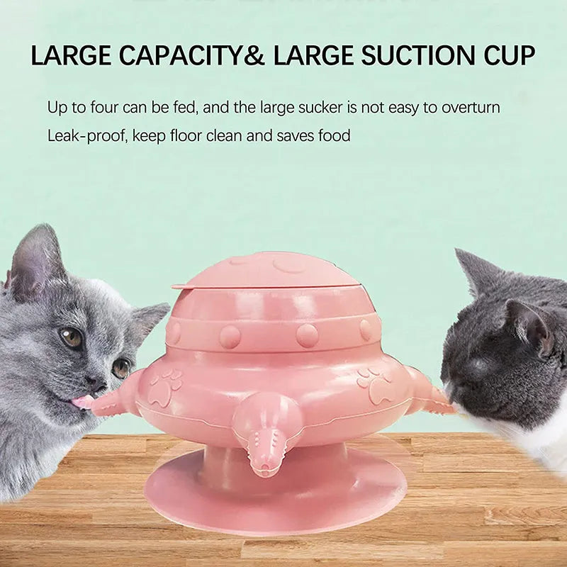 Pink silicone pet nursing device with four milk bowls for puppies and kittens