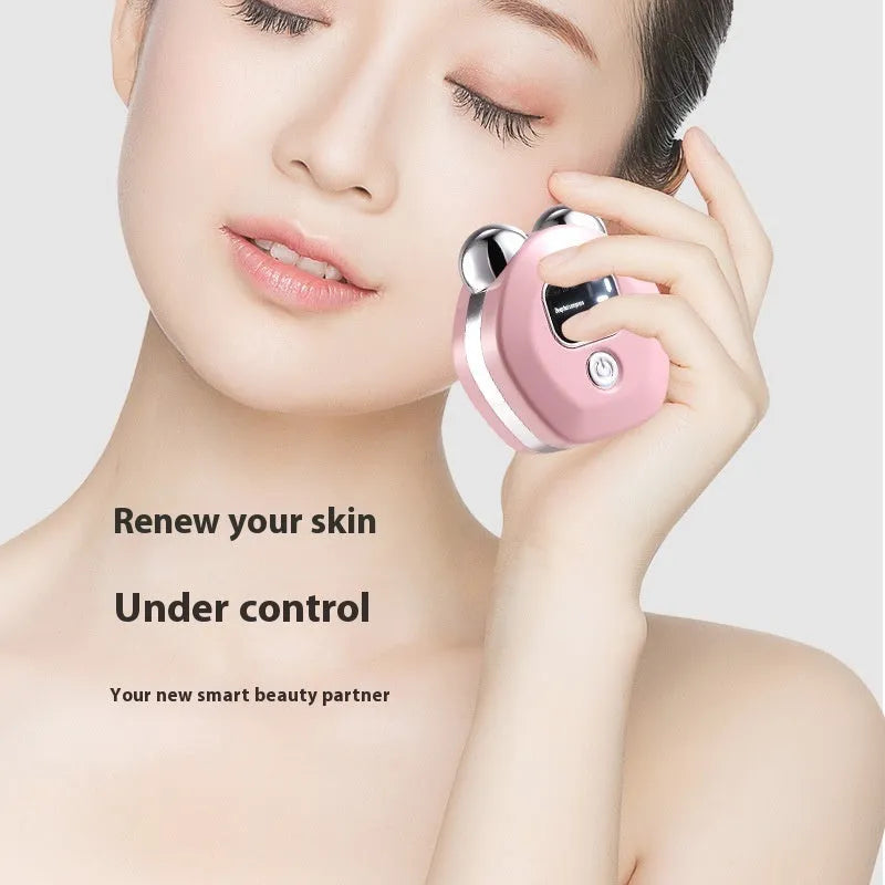 Portable white hot compress micro current massage instrument with double roller head