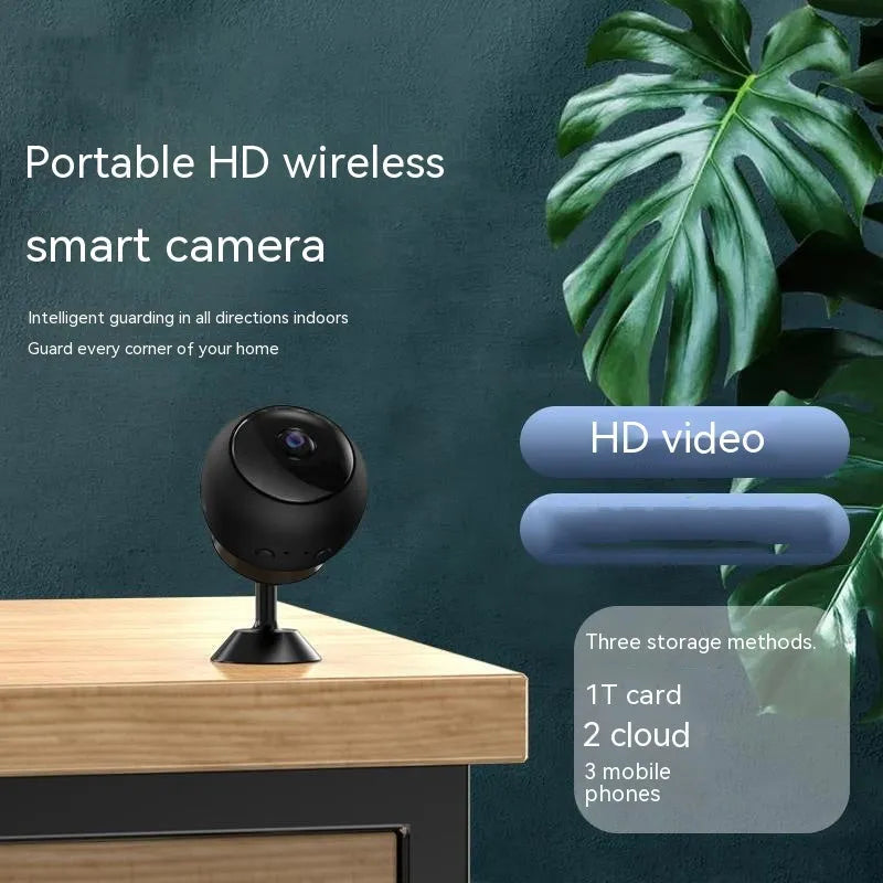 White or black 1080p wireless WIFI security camera with a 3.6° lens on an ABS plastic housing.