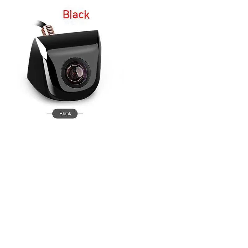 HD car reversing camera with metal housing showing integrated cable and screw mounting