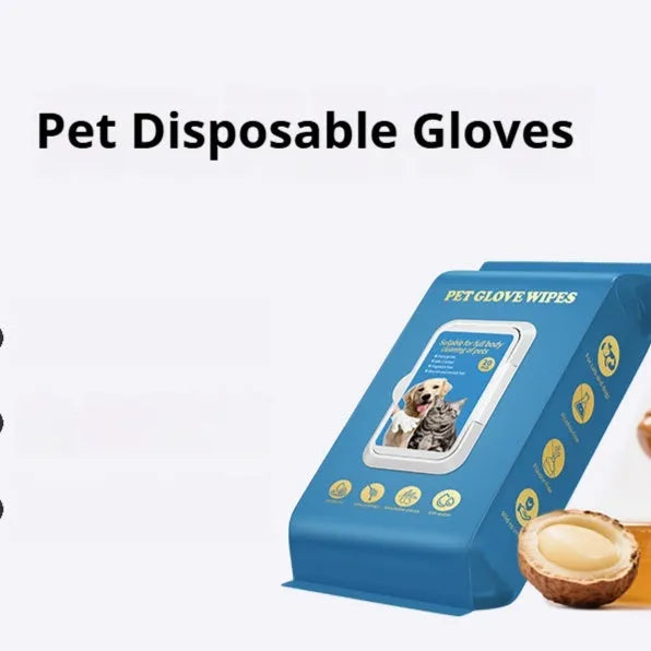 Disposable pet gloves for cat and dog bathing and grooming tasks in 20 piece pack