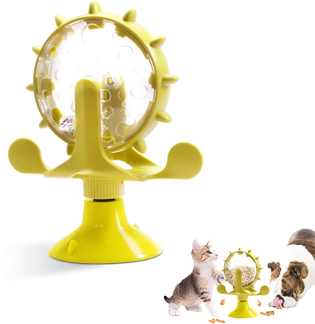 Blue interactive pet puzzle toy slow feeder with sucker base on a floor