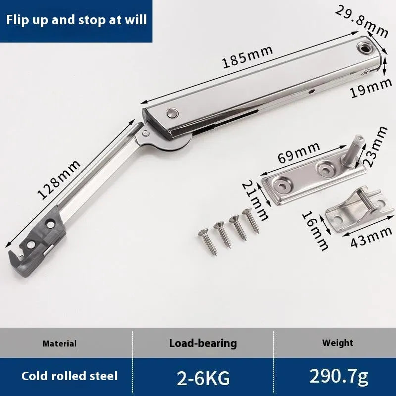Cold rolled steel tatami cabinet support rod with spring jackstay mechanism in natural stainless steel colour