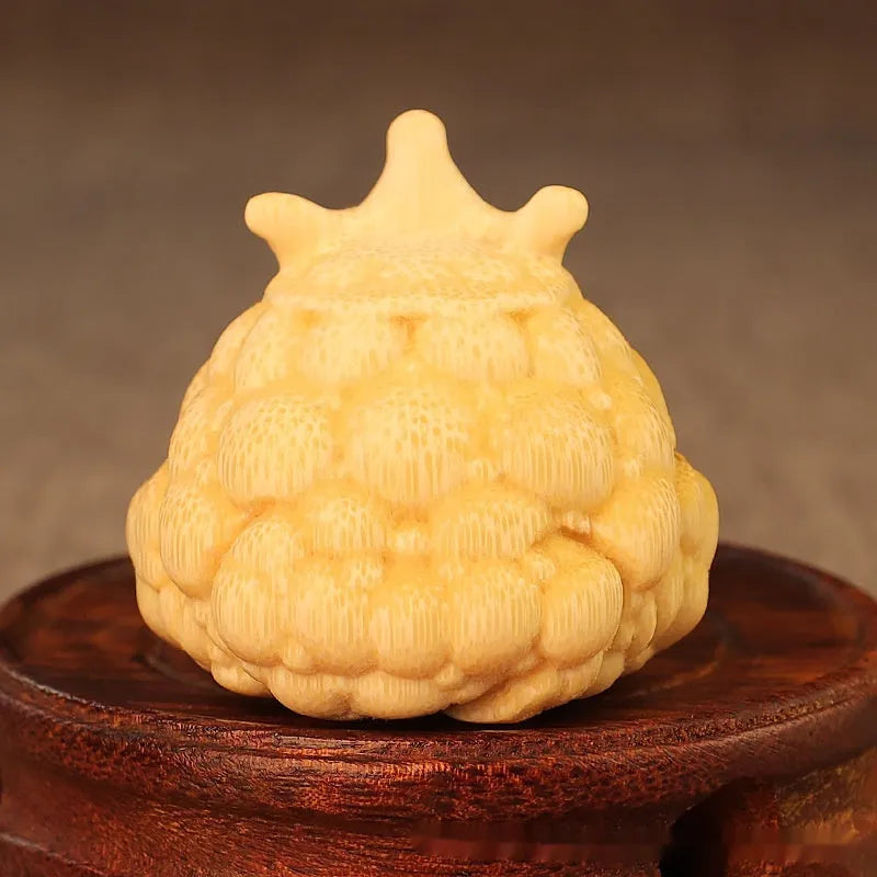 Solid bamboo carving of a Crown Princess toad ornament