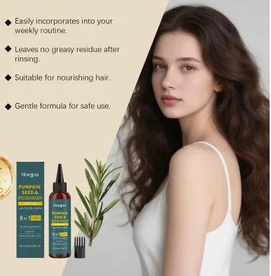 Rosemary hair care essential oil 100ml bottle with pointed applicator nozzle and hair comb