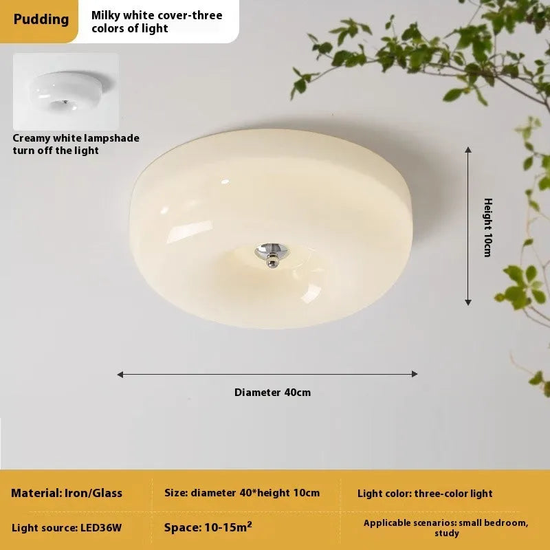 Cream American-style bedroom ceiling lamp with three-colour light selection