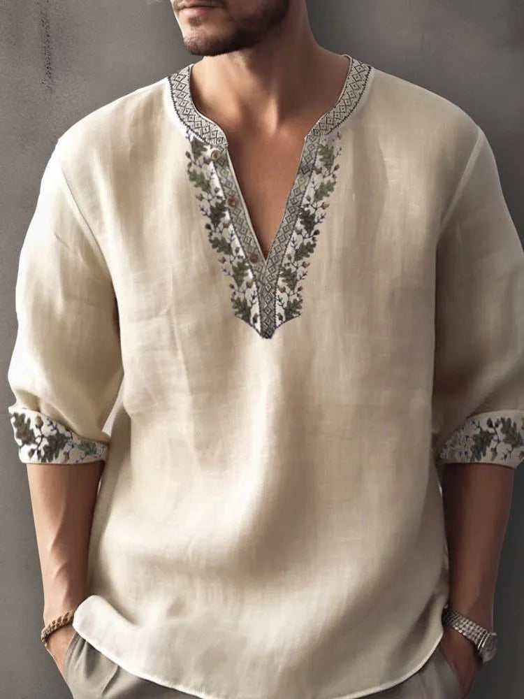 Short sleeve bamboo hemp shirt with 3D digital print stripe pattern