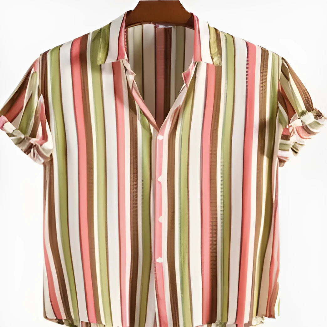 Men's short sleeve polyester shirt with digital printed design in size range S to 5XL