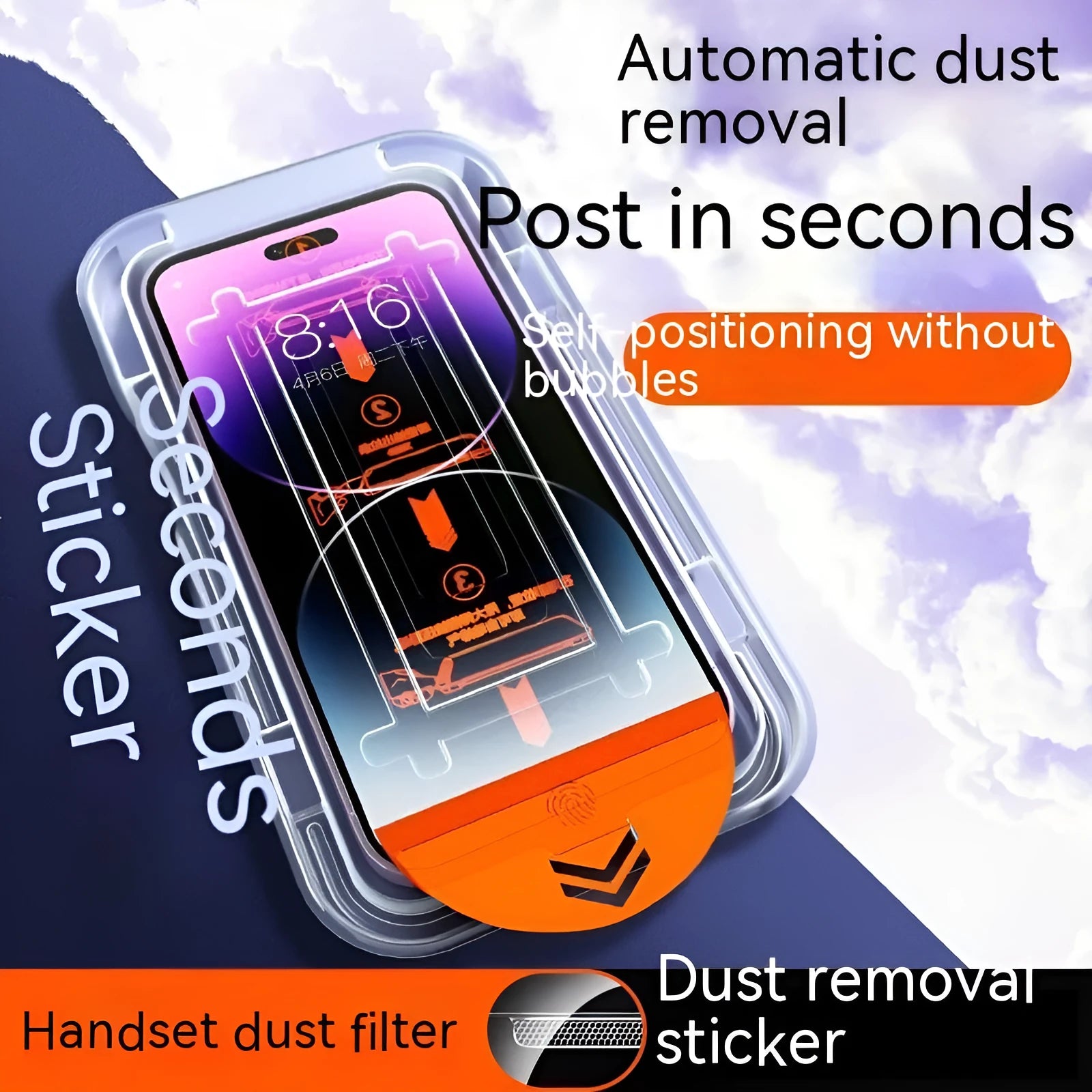 iPhone tempered glass screen protector with privacy and anti-purple light features on a mobile phone.
