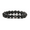 Geometric men's bracelet with volcano-coloured agate bead on stainless steel band