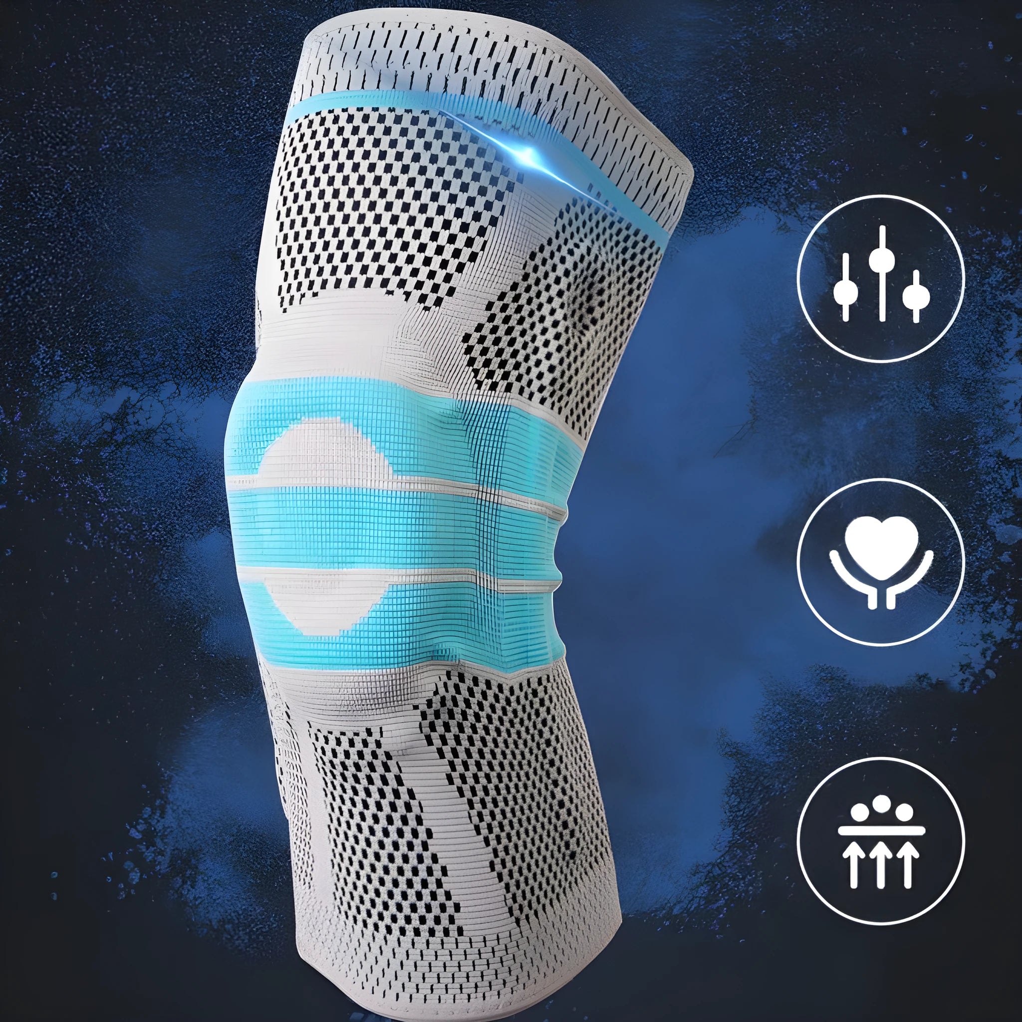 Sky blue silicone knee pad for sports on a neutral background