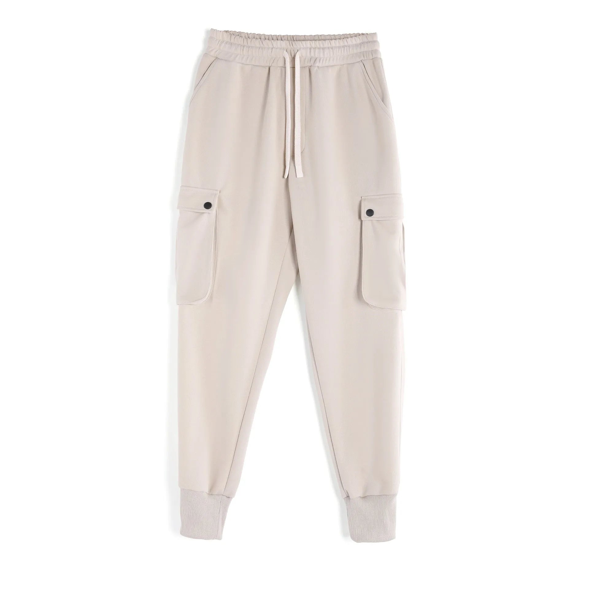Men's loose cotton sports trousers with ankle ties and multiple pockets in various colours