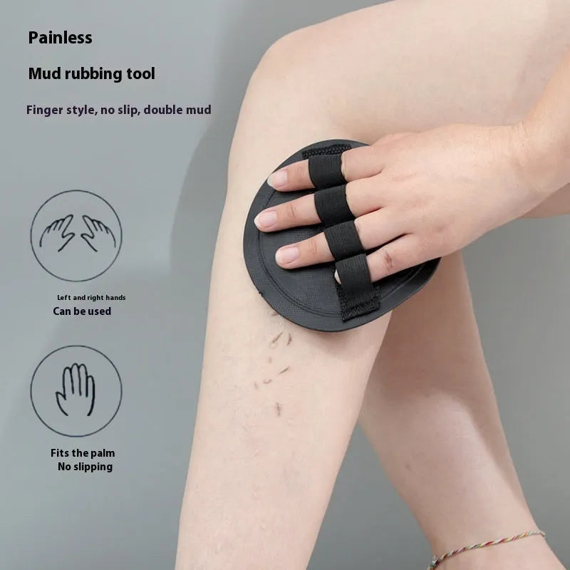 Rubber finger style bath scrubber with round cake pattern design for body exfoliation