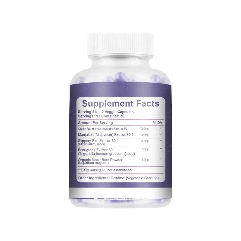 Bottle of 60 vaginal capsules for adult women's herbal feminine wellness