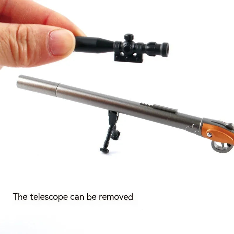 Plastic gel pen shaped like a Marvel 98K sniper rifle, 140mm long with 0.5mm black ink.