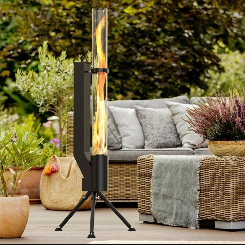 Vertical iron wood burning rocket furnace heating stove for courtyard installation