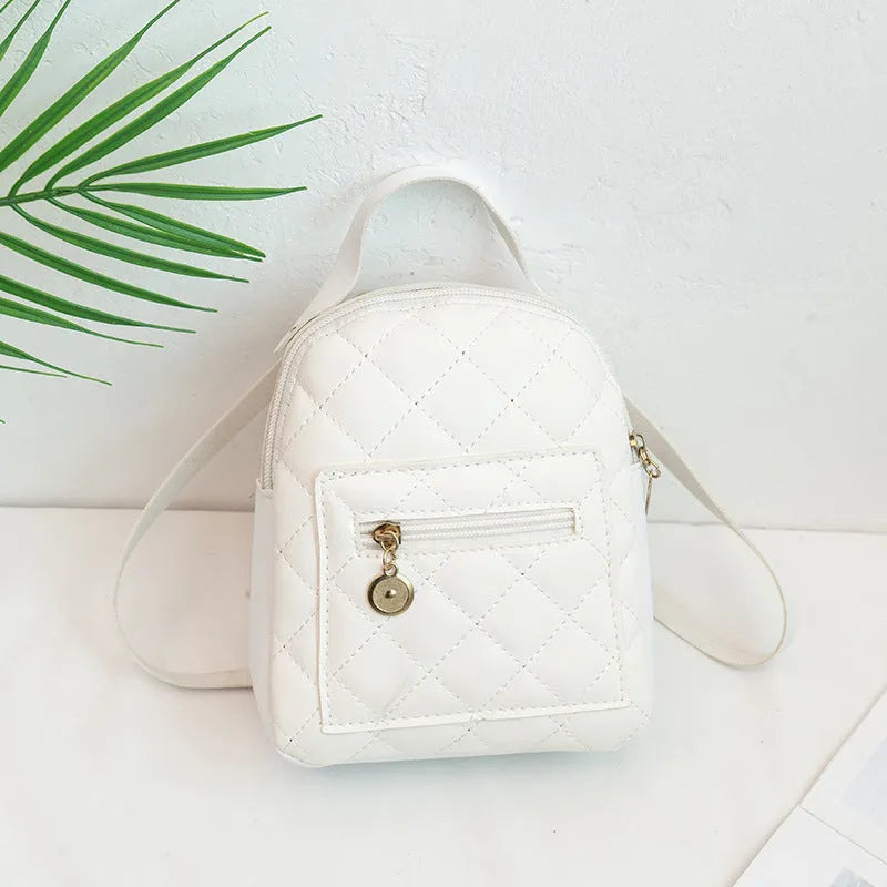 Girls' Korean style embroidered hard case backpack in black, pink and white colours with square shape