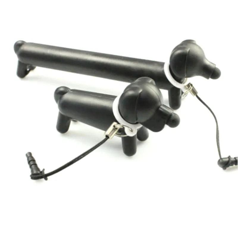 Black dog-shaped extendable touch screen stylus with phone stand function
