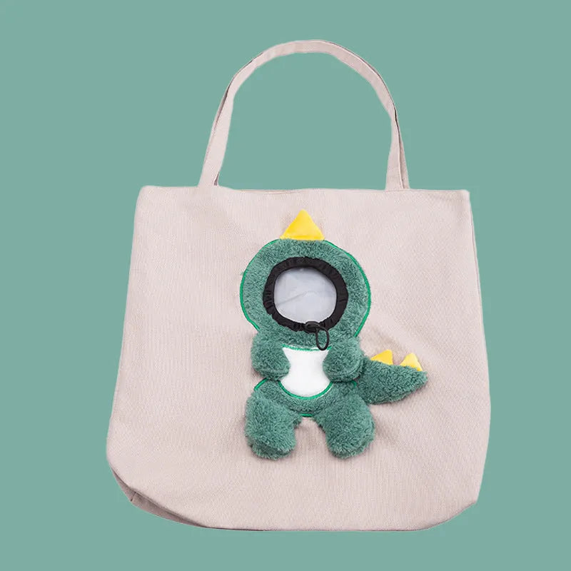 Little Bee Design pet carrier bag in canvas with safety zippers and adjustable side opening for cats and dogs.