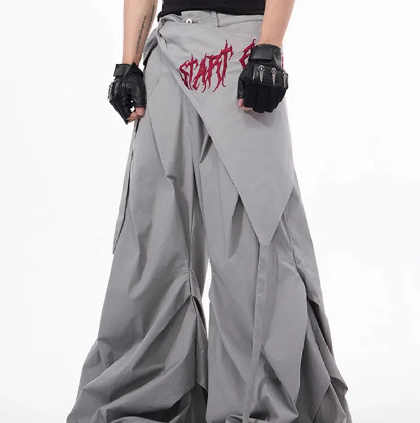 Boys black wide-leg trousers Korean style summer casual wear with solid pattern