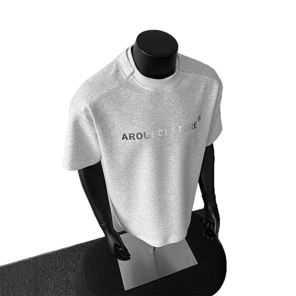Men's loose fit cotton short sleeve T-shirt in black white light grey colours