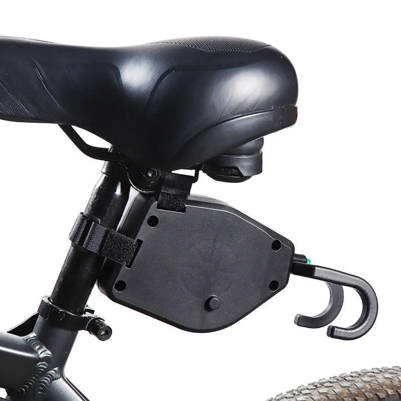 Black plastic bicycle trailer traction device with connecting rope and quick-release mechanism