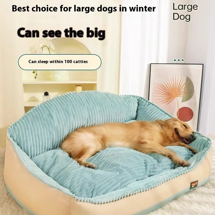 Morandi-colour removable washable pet bed for sofa, shown in Medium and Large sizes for dogs and cats.