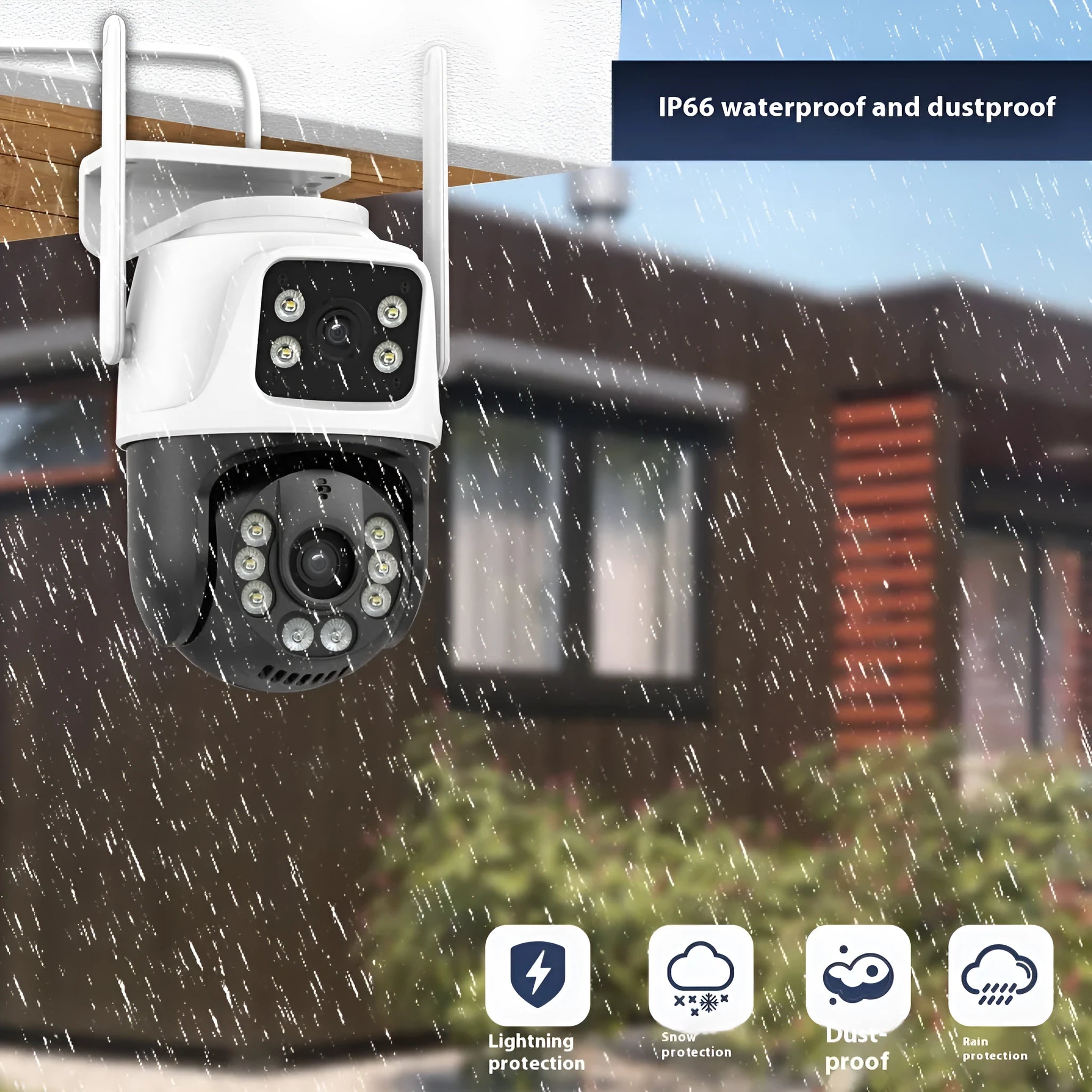 Outdoor wireless security camera system with dual-screen monitor for home surveillance