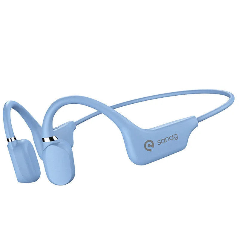 Bone conduction Bluetooth sports headset in hanging neck wireless design on a person running