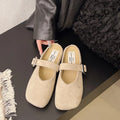 Women's flat closed toe half slippers in yellow, blue, apricot and red colours with square head design