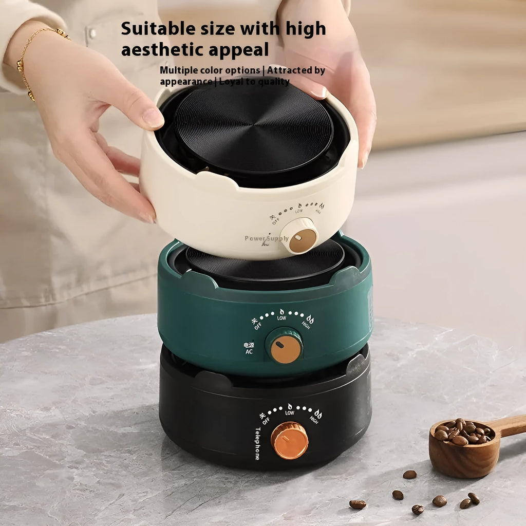 700W electric ceramic stove heating base in beige with black border and knob control