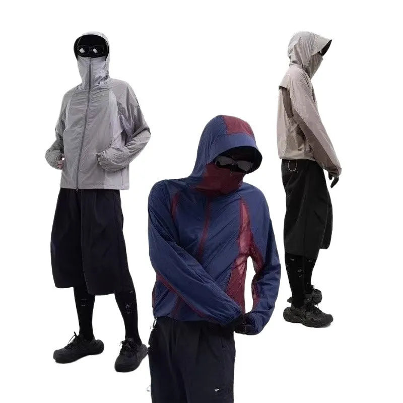 Sun protective clothing with mesh stitching in desert brown colour showing regular length design