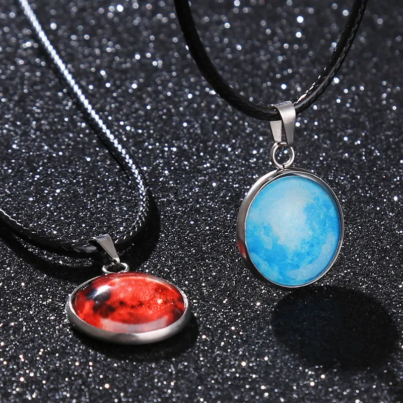 Luminous constellation design pendant necklace with adjustable chain in Christmas moon night sky theme