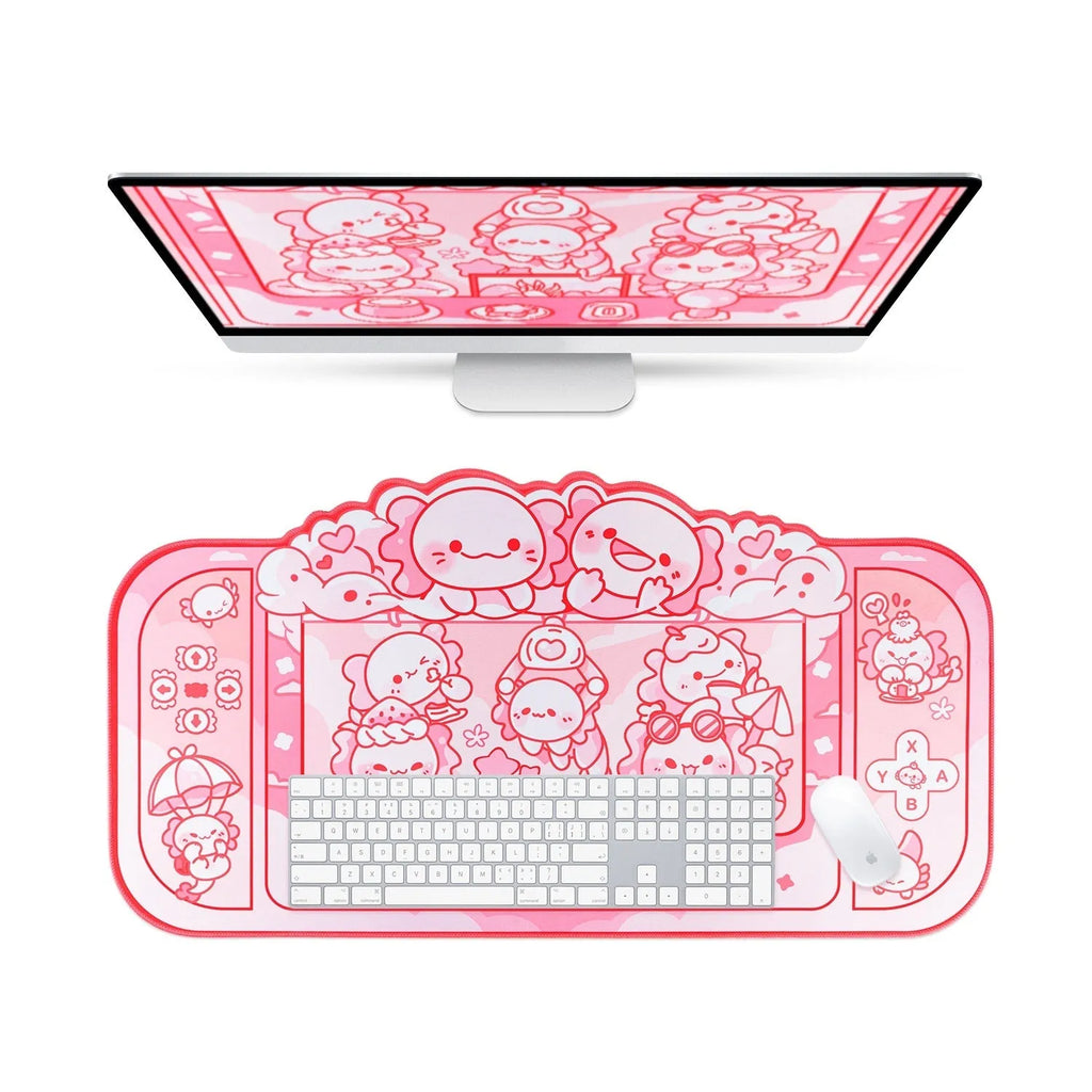 Hexagonal dragon crane machine cartoon anime design large cloth mouse pad 75x40cm with wrist support