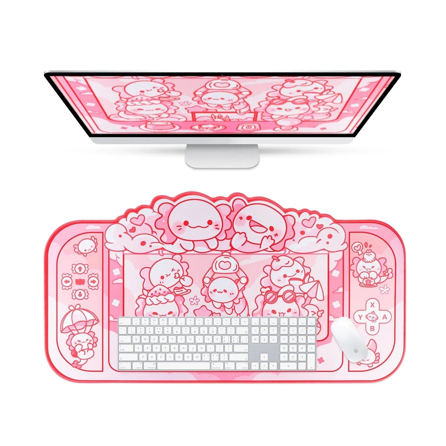 Hexagonal dragon crane machine cartoon anime design large cloth mouse pad 75x40cm with wrist support