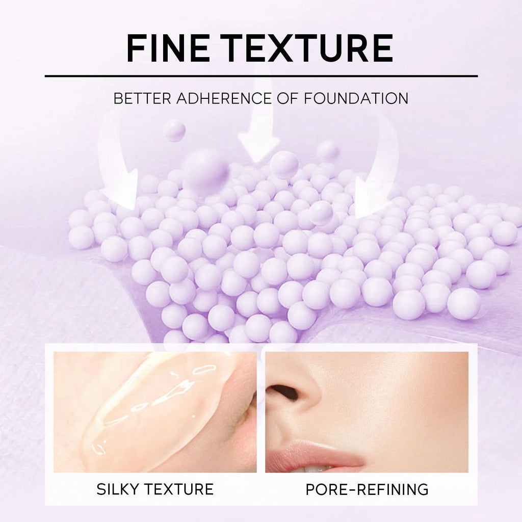 30g colour-correcting makeup primer cream in green, pink, purple, and natural shades