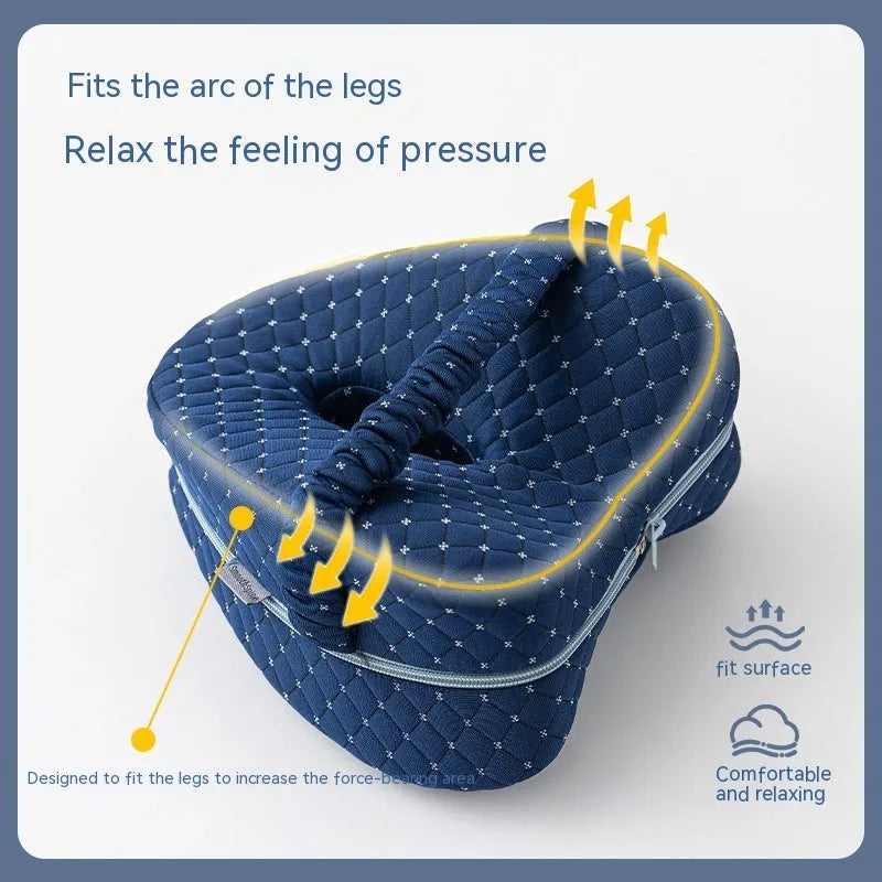 Love heart-shaped dark blue memory foam leg pillow for adult use